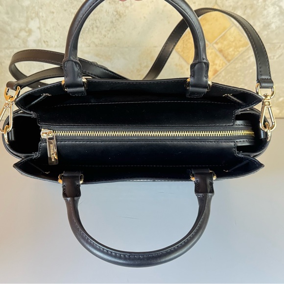 Michael Kors Reed Large Satchel Shoulder Bag Exotic Patent Black - Picture 6 of 12